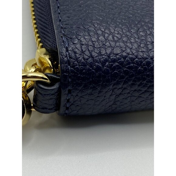 Michael Kors Navy Leather Wristlet Wallet With Gold Stud Detailing & Zipper Clos - Picture 9 of 13
